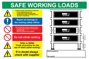 Safe Working Load Racking Sign